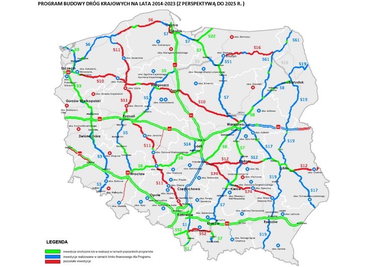 Drogi na Warmii i Mazurach wg zaktualizowanego Programu Budowy Dróg Krajowych