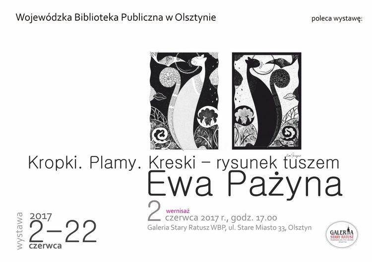 „Kropki. Plamy. Kreski – rysunek tuszem” Ewy Pazyny od piątku w Starym Ratuszu