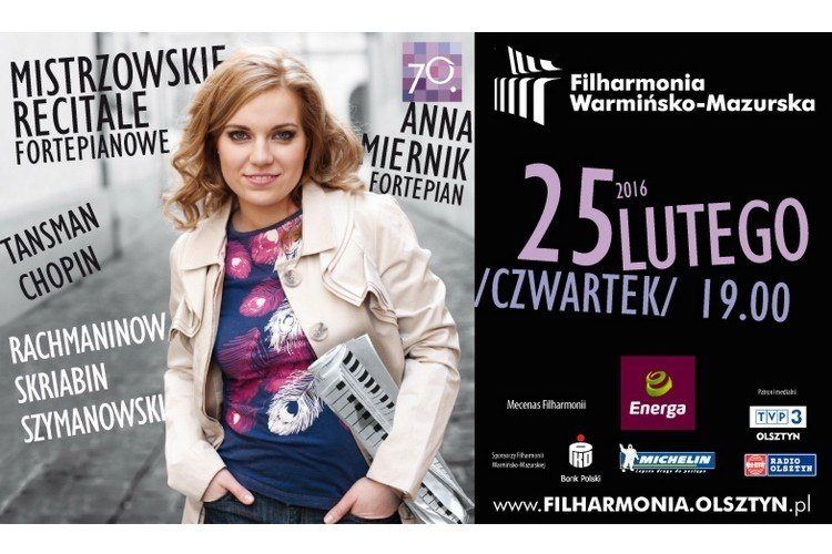 Anna Miernik zagra po mistrzowsku w olsztyńskiej filharmonii