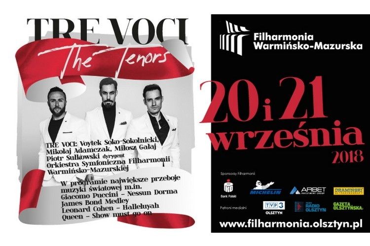 TRE VOCI zaśpiewają na scenie olsztyńskiej filharmonii