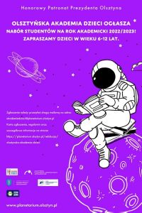 Olsztyńska Akademia Dzieci ogłasza nabór studentów i wykładowców na rok akademicki 2022/2023